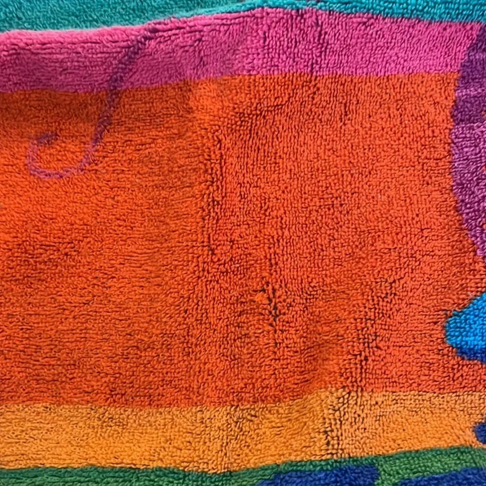 Vintage Royal Terry Tropical Pineapple Palm  Beach Pool Towel 58x28 Rainbow